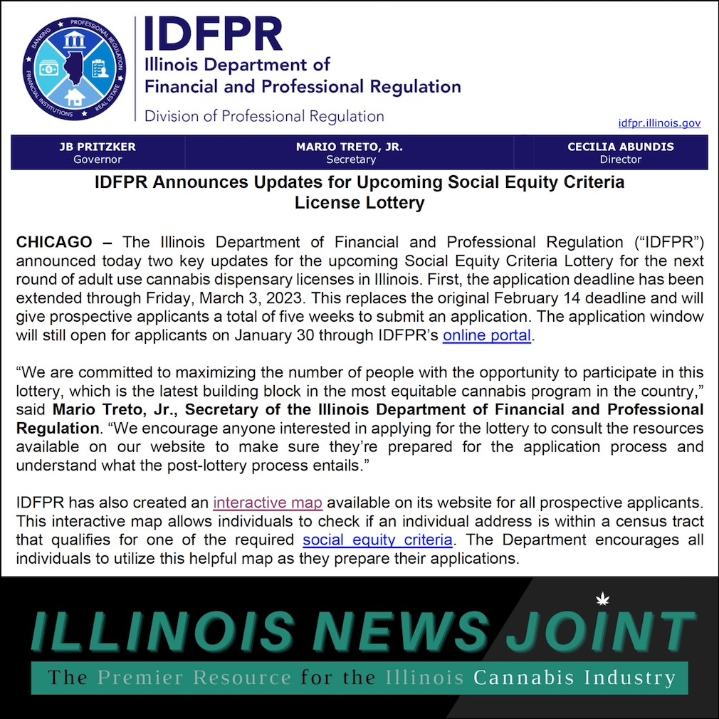 IDFPR extends social equity license application deadline